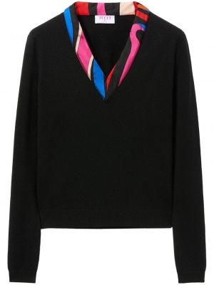 Vlněný svetr s potiskem Pucci černý