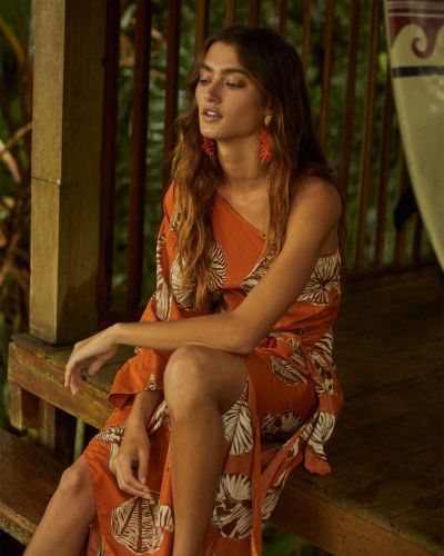 Bavlněné midi šaty Johanna Ortiz oranžové