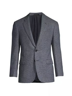 Клетчатое кашемировое шерстяное пальто Giorgio Armani синее