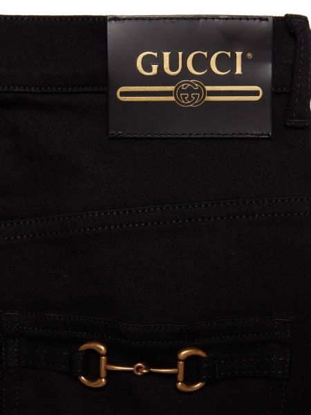 Skinny fit džinsai su sagtimis Gucci juoda