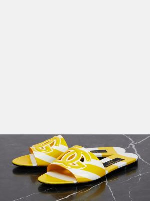 Svītrainas dabīgās ādas sandales Dolce&gabbana dzeltens