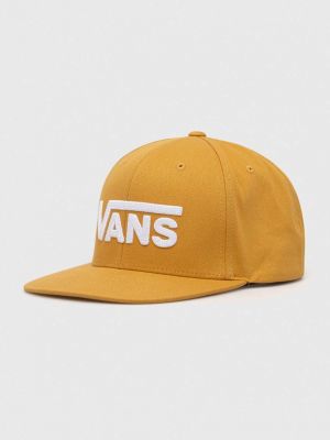 Памучна шапка с козирки с апликация Vans жълто