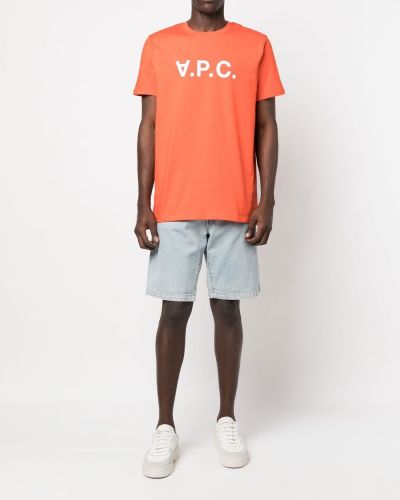 T-shirt aus baumwoll mit print A.p.c. orange