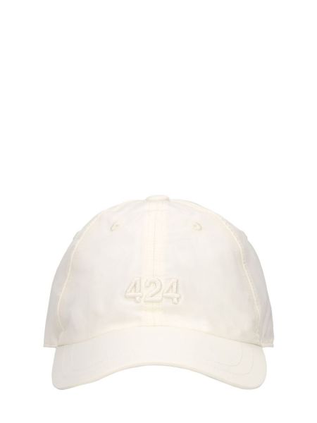 Bombažna kapa s šiltom z vezenjem 424 bela