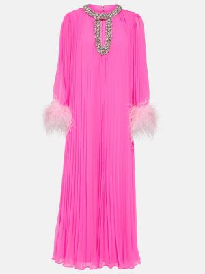 Μίντι φόρεμα από σιφόν Self-portrait ροζ