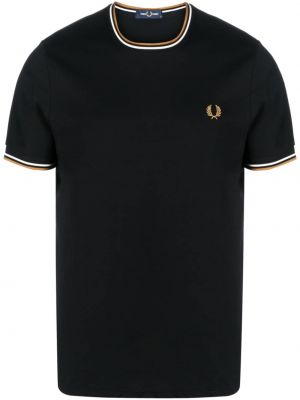 T-shirt med broderi Fred Perry svart