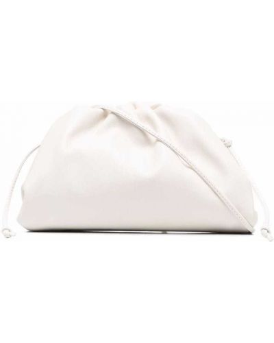 Kožená listová kabelka Bottega Veneta biela