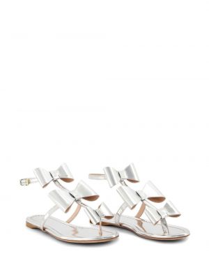 Sandály s mašlí bez podpatku Giambattista Valli stříbrné