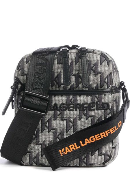 Хлопковая сумка через плечо Karl Lagerfeld бежевая