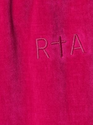 Sametové rovné kalhoty Rta růžové