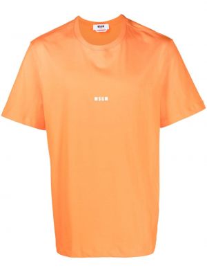 T-shirt aus baumwoll mit print Msgm orange