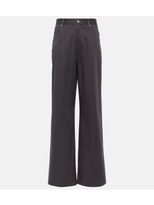 Bavlněné rovné kalhoty s vysokým pasem relaxed fit Loewe šedé