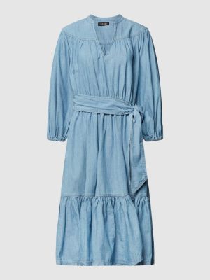 Sukienka jeansowa z dekoltem w serek Lauren Ralph Lauren niebieska