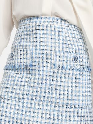 "houndstooth" rašto mini sijonas aukštu liemeniu Etro mėlyna