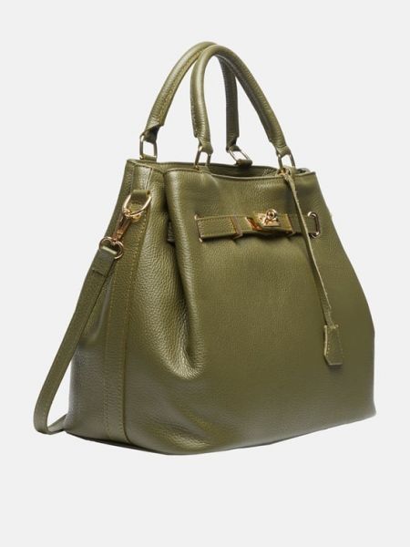 Кожаная сумка шоппер Anna Luchini зеленая