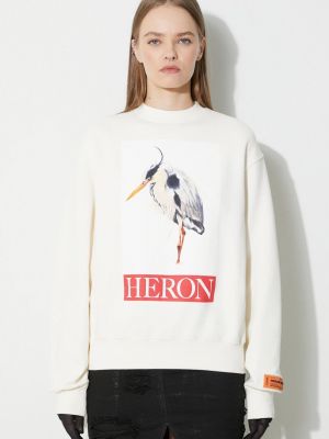 Pamučna hoodie s kapuljačom Heron Preston bež