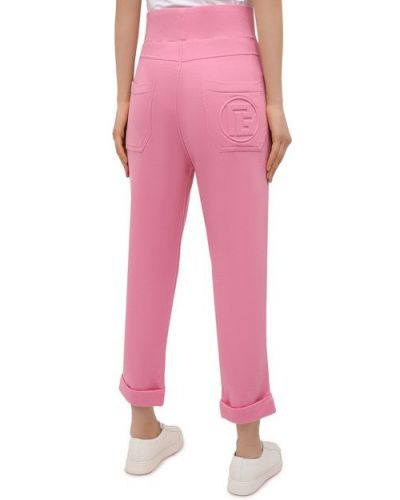 Хлопковые кашемировые брюки Balmain розовые