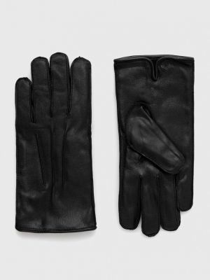 Kožené rukavice z polyesteru Selected Homme - černá