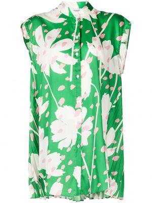Копринена мини рокля на цветя с принт Monse зелено