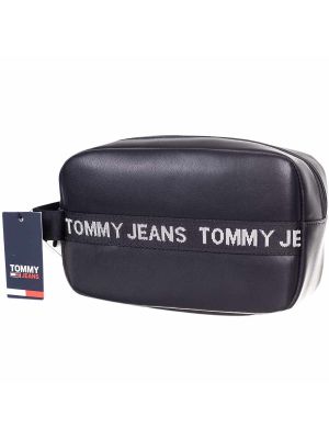 Kožna kozmetička torbica Tommy Hilfiger Jeans crna