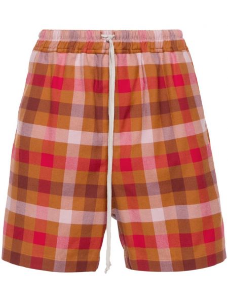 Shorts en coton à carreaux Rick Owens rouge