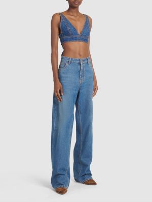 Bavlněné džíny s vysokým pasem relaxed fit Etro modré