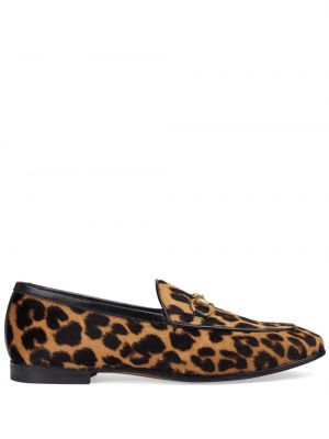 Pantofi loafer din piele cu imagine cu model leopard Gucci
