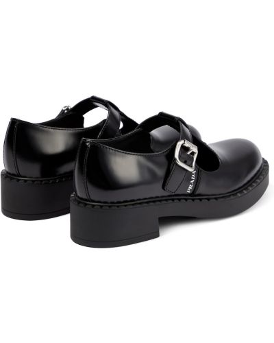 Kožne brogue cipele Prada crna