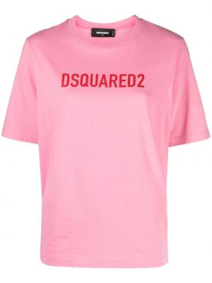 T-shirt di cotone con stampa Dsquared2 rosa