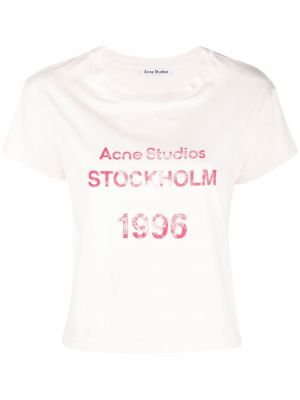 Trykt bomull t-skjorte Acne Studios oransje