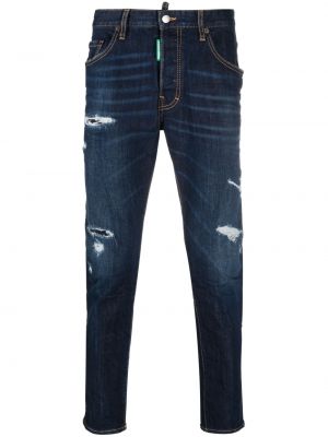 Slim fit skinny fit-jeans med sliten Dsquared2 blå