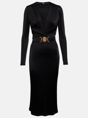 Midi šaty s kapucňou Versace čierna