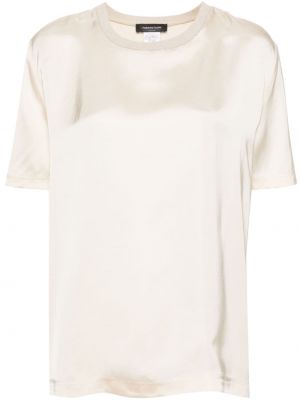 T-shirt avec pierres découratives en crêpe Fabiana Filippi beige