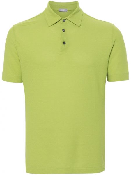 Памучна поло тениска с копчета Zanone зелено