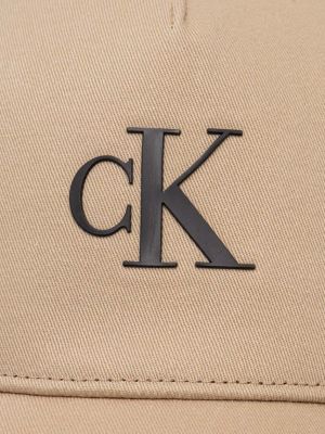 Czapka z daszkiem bawełniana Calvin Klein Jeans beżowa
