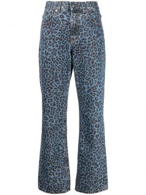 Leopardimustriga mustriline alt laienevad teksapüksid Molly Goddard sinine