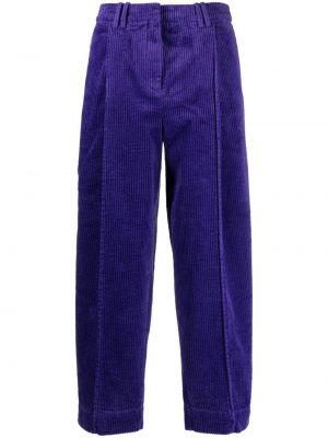 Pantaloni cu picior drept de catifea cord plisate Ganni violet
