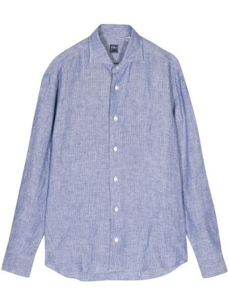 Λινό πουκάμισο Fedeli μπλε