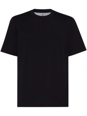 Kokvilnas t-krekls džersija ar apaļu kakla izgriezumu Brunello Cucinelli melns