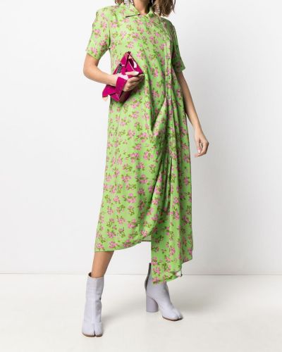 Vestido de flores con estampado drapeado Natasha Zinko verde