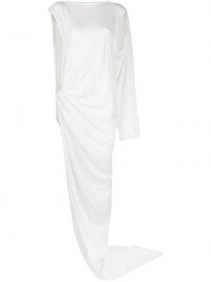 Bombažna koktejl obleka z draperijo Rick Owens Drkshdw bela