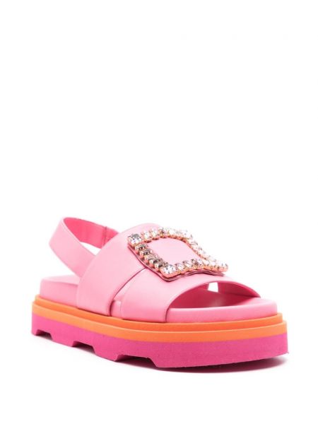 Dabīgās ādas sandales ar platformu Roberto Festa rozā