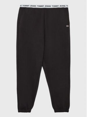 Sportovní kalhoty relaxed fit Tommy Jeans Curve černé