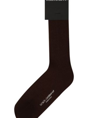 Хлопковые шерстяные носки Dolce & Gabbana коричневые