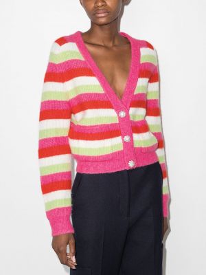 Cardigan à rayures en tricot Ganni rose