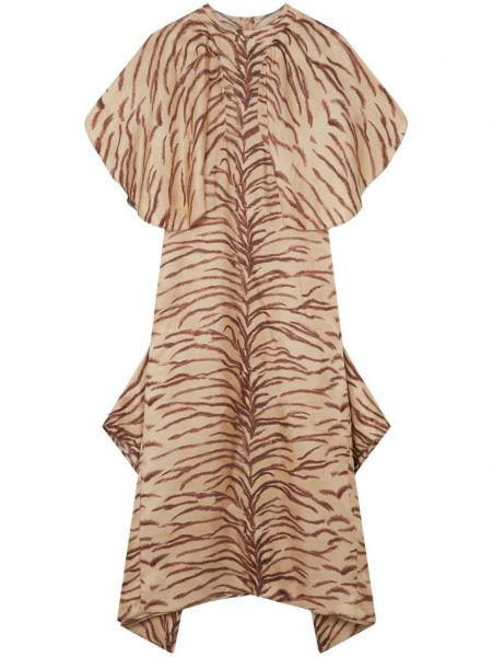 Tigrovaný hodvábny midi šaty s potlačou Stella Mccartney