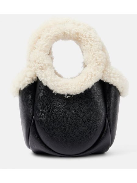 Skinn pels mini bag Coperni svart