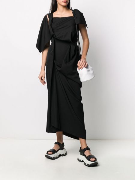 Vestido midi con volantes Yohji Yamamoto negro