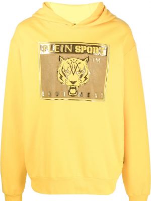Bluza z kapturem z nadrukiem Plein Sport żółta
