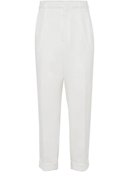 Puuvillased püksid Brunello Cucinelli valge